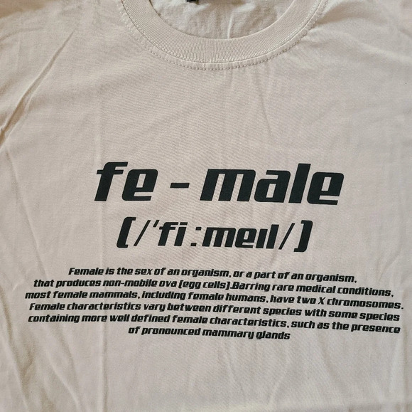 Graphic Tee "Fe-Male / Cream / Size Small - Picture 1 of 4